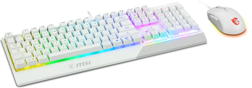 MSI VIGOR GK30 COMBO WHITE UK RGB MEMchanical Gaming Keyboard + Clutch GM11 WHITE Gaming Mouse ' UK Layout, 6-Zone RGB Lighting Keyboard, Dual-Zone RGB Lighting Mouse, 5000 DPI Optical Sensor, Center' MSI VIGOR GK30 COMBO WHITE UK RGB MEMchanical Gaming Keyboard + Clutch GM11 WHITE Gaming Mouse ' UK Layout, 6-Zone RGB Lighting Keyboard, Dual-Zone RGB Lighting Mouse, 5000 DPI Optical Sensor, Center'